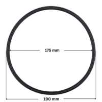 Guarnizione coperchio ricambio per pompe piscina Columbia, Glass Plus, Victoria Plus e Victoria Plus Silent Astralpool con quote dimensionali: diametro interno 175 mm e diametro esterno 190 mm.