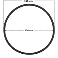 Guarnizione coperchio ricambio per pompe piscina Columbia, Glass Plus, Victoria Plus e Victoria Plus Silent Astralpool con quote dimensionali: diametro interno 154 mm e diametro esterno 167 mm.