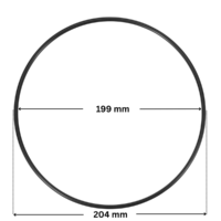 Guarnizione coperchio ricambio per pompe piscina Kapri Kripsol e HCP3800 Hayward con quote dimensionali: diametro interno 199 mm e diametro esterno 204 mm.