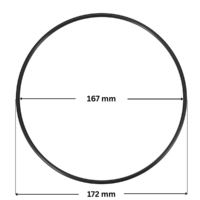 Guarnizione coperchio ricambio per pompe piscina Silen2, Silen S2, Tifon e Tifon 1 Espa con quote dimensionali: diametro interno 167 mm e diametro esterno 172 mm.