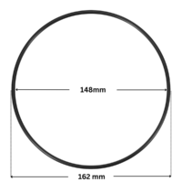Guarnizione coperchio ricambio per pompe piscina Sta-Rite 5P2R e La Sta-Rite Pentair con quote dimensionali: diametro interno 148 mm e diametro esterno 162 mm.