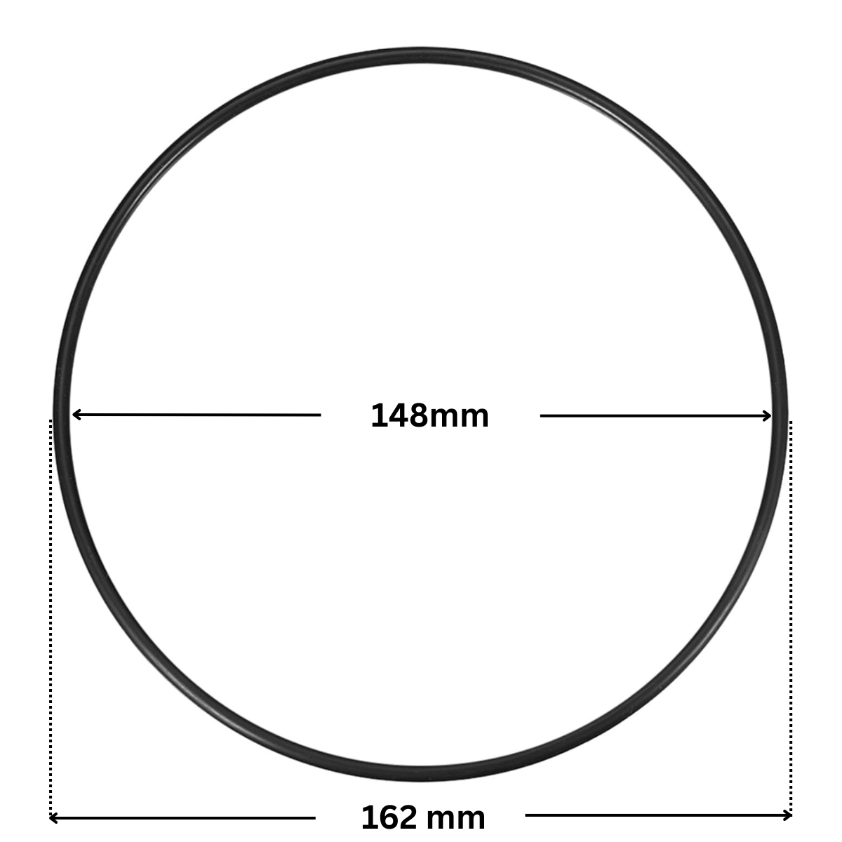 Guarnizione coperchio ricambio per pompe piscina Sta-Rite 5P2R e La Sta-Rite Pentair con quote dimensionali: diametro interno 148 mm e diametro esterno 162 mm.