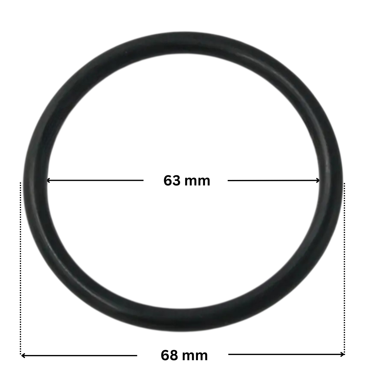 Guarnizione diffusore ricambio per pompa piscina Winner Saci con quote dimensionali: diametro interno 63 mm e diametro esterno 68 mm.