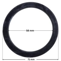 Guarnizione diffusore ricambio per pompe piscina Columbia e Glass Plus Astralpool con quote dimensionali: diametro interno 58 mm e diametro esterno 71 mm.