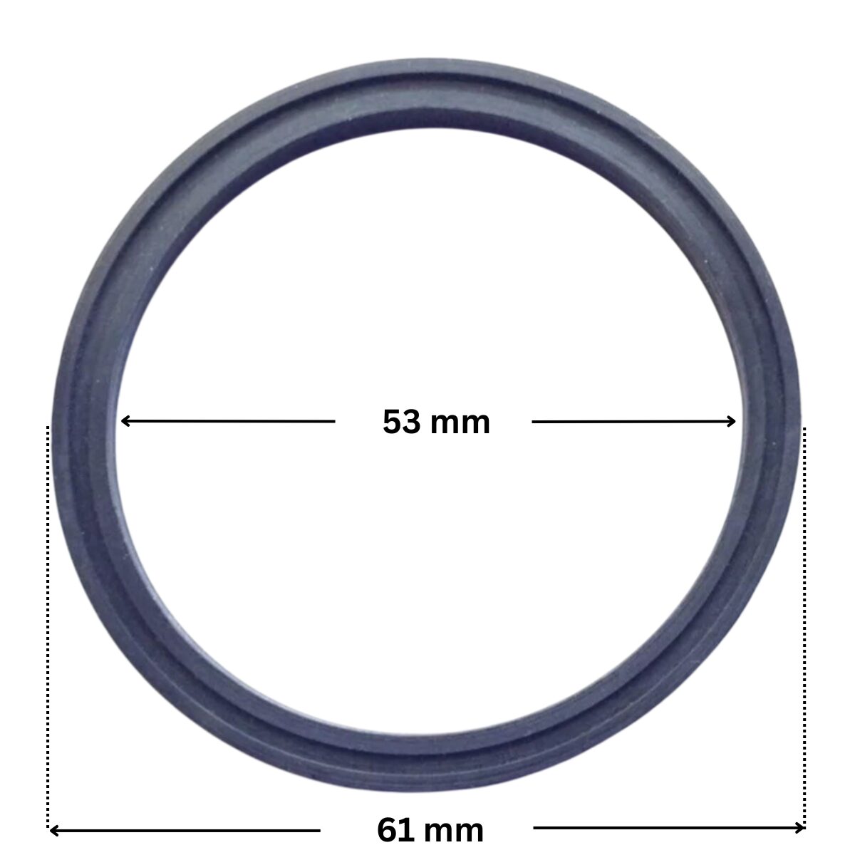 Guarnizione diffusore ricambio per pompe piscina Max-Flo e Super Pump Hayward con quote dimensionali: diametro interno 53 mm e diametro esterno 61 mm.