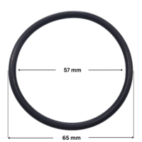 Guarnizione diffusore ricambio per pompa piscina Optima Saci con quote dimensionali: diametro interno 57 mm e diametro esterno 65 mm.