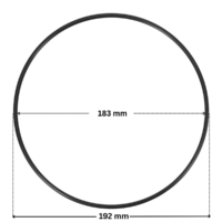 Guarnizione flangia motore ricambio per pompa piscina Sena Astralpool con quote dimensionali: diametro esterno 192 mm e diametro interno 183 mm.