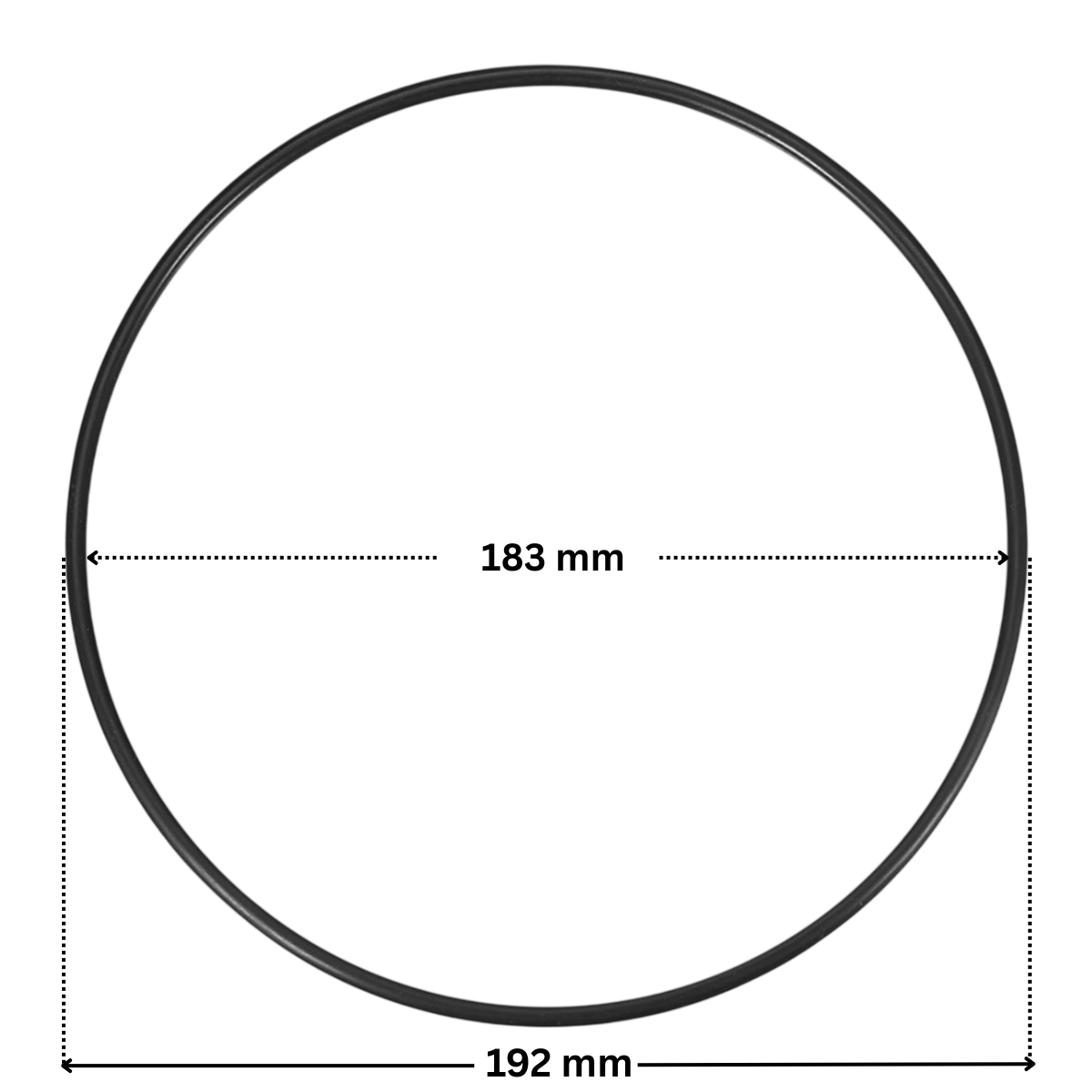 Guarnizione flangia motore ricambio per pompa piscina Sena Astralpool con quote dimensionali: diametro esterno 192 mm e diametro interno 183 mm.