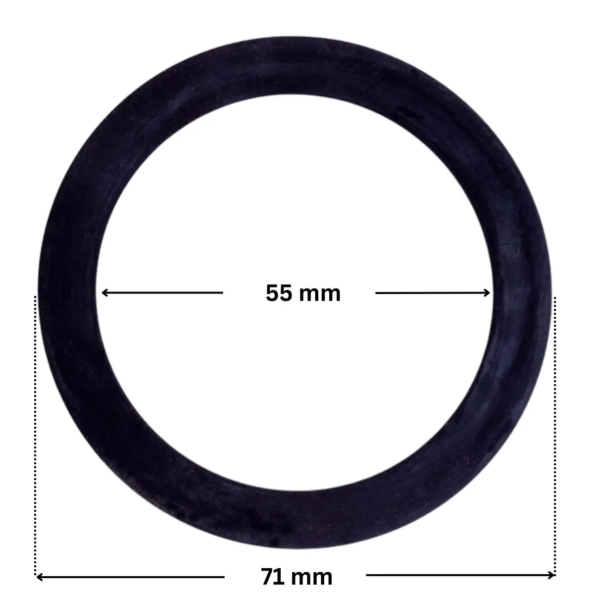 Guarnizione diffusore ricambio per pompe piscina Glass Plus, Victoria Plus e Victoria Plus Silent Astralpool con quote dimensionali: diametro esterno 71 mm e diametro interno 55 mm.