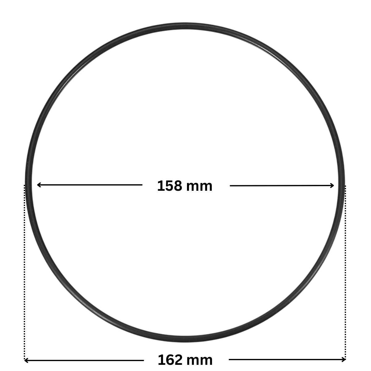 Guarnizione piastra di tenuta ricambio per pompa piscina Nocchi Swimmey Pentair con quote dimensionali: diametro interno 158 mm e diametro esterno 162 mm.