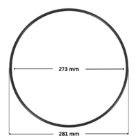 Guarnizione supporto ricambio per pompe piscina Silen e Silen S Espa con quote dimensionali: diametro esterno 281 mm e diametro interno 273 mm.