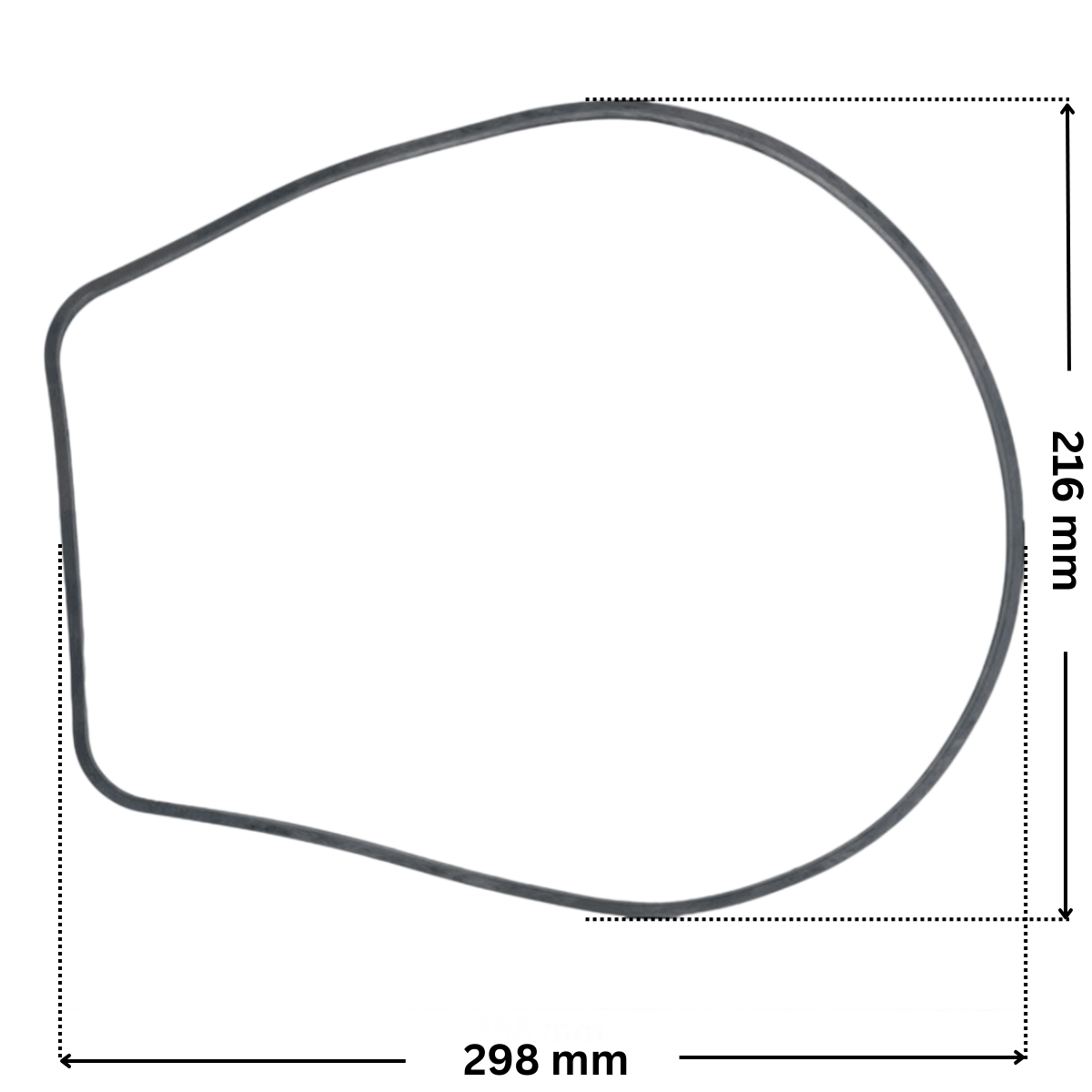Guarnizione supporto ricambio per pompe piscina Tifon e Tifon 1 Espa con quote dimensionali: lunghezze esterne 298 mm per 216 mm.