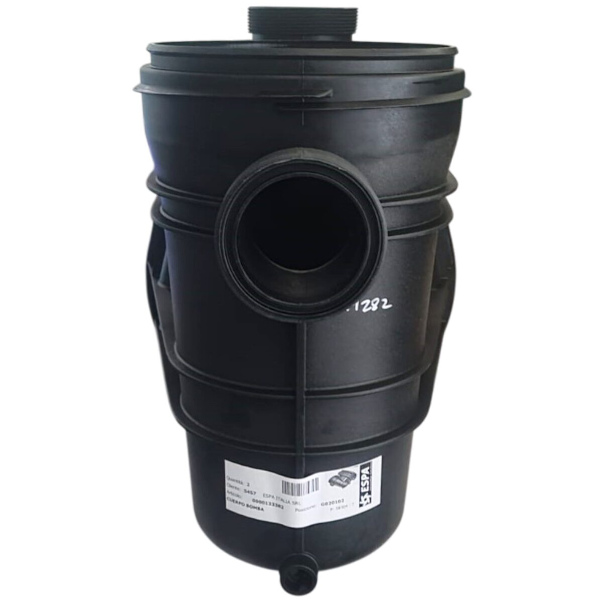 Vista frontale del corpo prefiltro ricambio per pompe piscina Tifon e Tifon 1 Espa