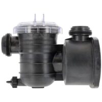 Vista laterale del kit composto da cestello, coperchio, corpo prefiltro, guarnizione coperchio e tappo scarico ricambio per pompa piscina Nocchi Swimmey Pentair