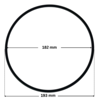 Guarnizione ricambio per pompa piscina Big Discovery Astralpool con quote dimensionali: diametro esterno 193 mm e diametro interno 182 mm.