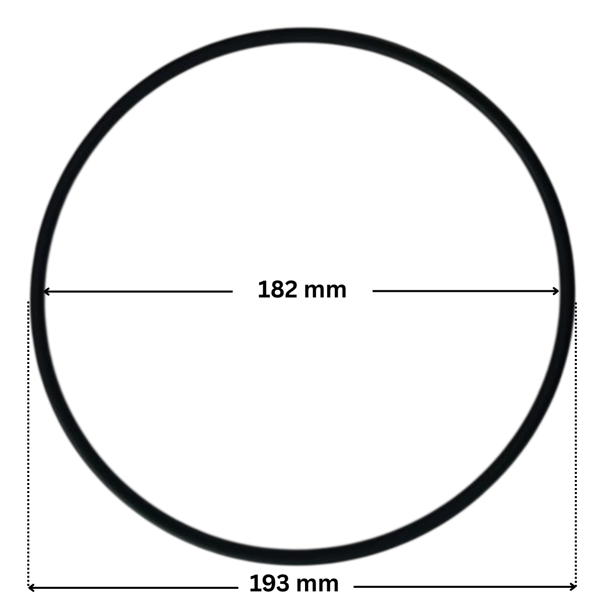 Guarnizione ricambio per pompa piscina Big Discovery Astralpool con quote dimensionali: diametro esterno 193 mm e diametro interno 182 mm.