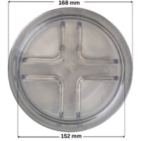 Coperchio ricambio per pompa piscina Columbia Astralpool con quote dimensionali: diametro esterno 168 mm e diametro interno 152 mm.