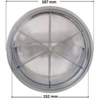 Coperchio ricambio per pompa piscina Glass Plus Astralpool con quote dimensionali: diametro interno 152 mm e diametro esterno 167 mm.