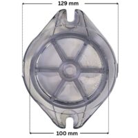Coperchio ricambio ricambio per pompa piscina Max-flo Hayward con quote dimensionali: diametro esterno 129 mm e diametro interno 100 mm.