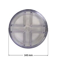 Coperchio ricambio per pompa piscina Sena Astralpool con quote dimensionali: diametro esterno 143 mm.