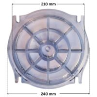 Coperchio ricambio per pompe piscina Kan Plus Kripsol e HCP4000 Hayward con quote dimensionali: diametro esterno 240 mm e diametro interno 210 mm.