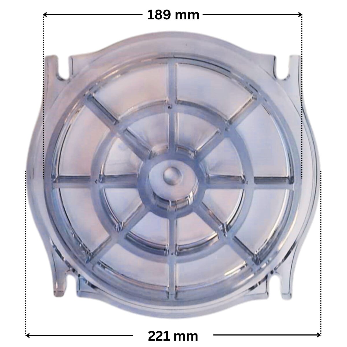 Coperchio ricambio ricambio per pompe piscina Kapri Kripsol e HCP3800 Hayward con quote dimensionali: diametro esterno 221 mm e diametro interno 189 mm.