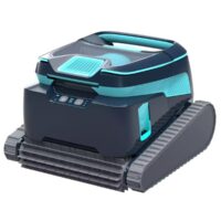 Robot piscina wireless Dolphin Liberty 600 Maytronics: vista superiore con pannello di controllo a LED, maniglia di trasporto e griglia di filtrazione