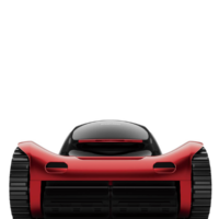 Robot pulitore per piscina automatico iGarden rosso e nero, vista frontale dettagliata che mette in risalto i due grandi rulli a spazzola rotanti anteriori per una pulizia frontale intensiva, i cingoli laterali per la trazione e la calotta nera lucida con il logo 'iGarden' visibile.