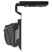 Vista laterale del robot piscina Wybot S2 Solar Vision che mostra il braccio di collegamento tra il corpo pulitore e il pannello solare superiore. Profilo tecnico del robot Wybot S2 Solar Vision con sistema di ricarica solare integrato e cingoli ad alta aderenza per la pulizia delle pareti.