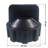 Tappo scarico ricambio per pompa piscina Nocchi Swimmey Pentair con quote dimensionali: diametro esterno 33 mm e altezza totale 37 mm.