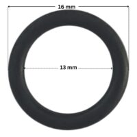 Guarnizione del tappo scarico ricambio per pompe piscina Max-Flo e Superpump Hayward con quote dimensionali: diametro esterno 16 mm e diametro interno 13 mm.