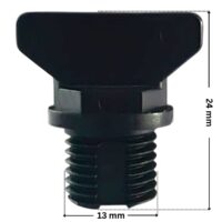 Tappo scarico ricambio per pompe piscina Kapri e Kan Plus Kripsol e HCP3800 HCP4000 Hayward con quote dimensionali: diametro esterno filettatura 13 mm e altezza totale 24 mm.