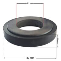 Vista laterale della parte in ceramica per la tenuta meccanica ricambio per pompa piscina Columbia Astralpool con quote dimensionali: diametro esterno 42 mm, diametro interno 21 mm e altezza totale 8 mm.