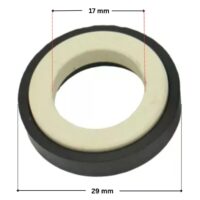 Vista laterale della parte in ceramica per la tenuta meccanica ricambio per pompa piscina Optima Saci con quote dimensionali: diametro interno 17 mm e diametro esterno 29 mm.