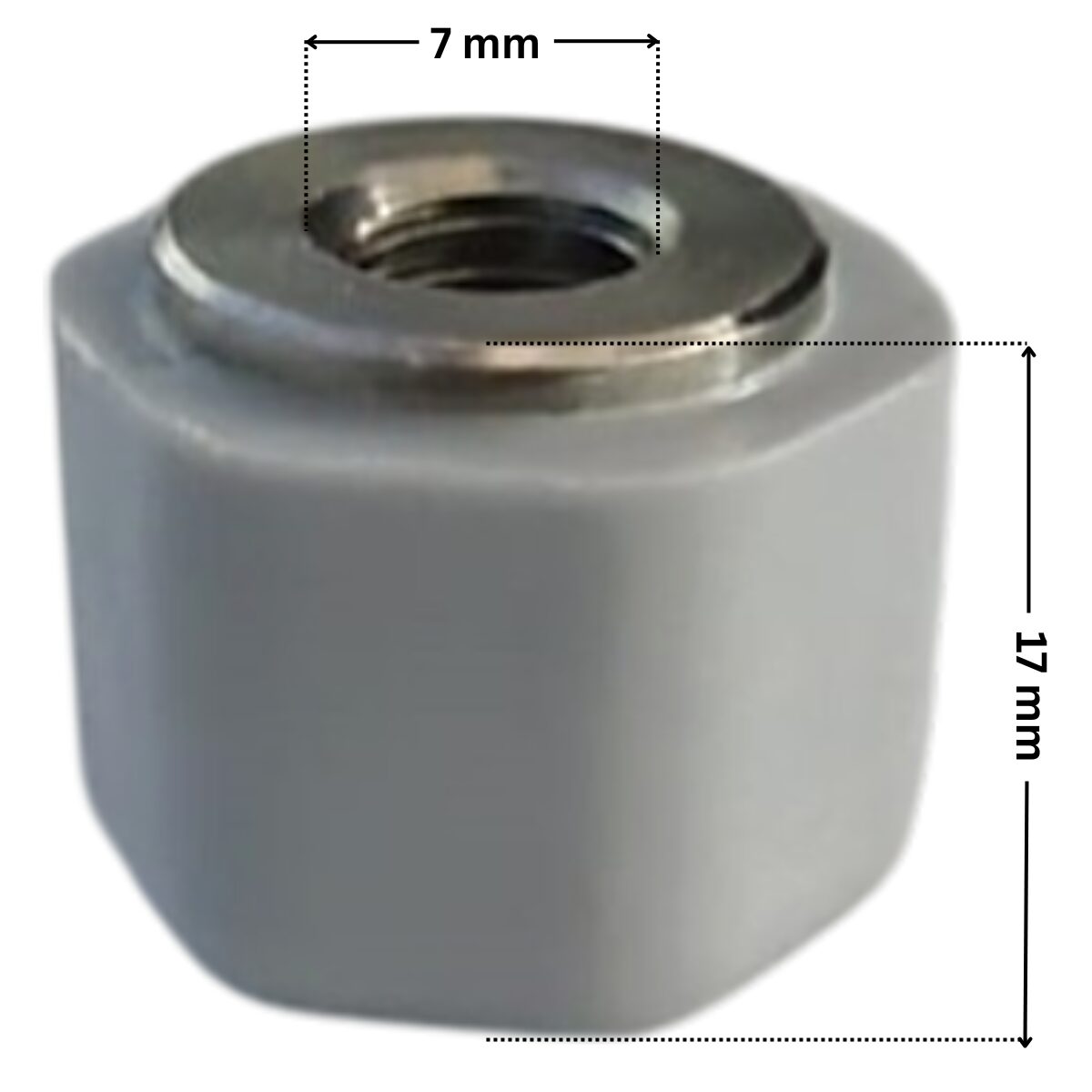 Viti fissaggio girante ricambio per pompa piscina Columbia, Victoria Plus e Victoria Plus Silent Astralpool con quote dimensionali: diametro interno della filettatura 7 mm e altezza totale esterna 17 mm.