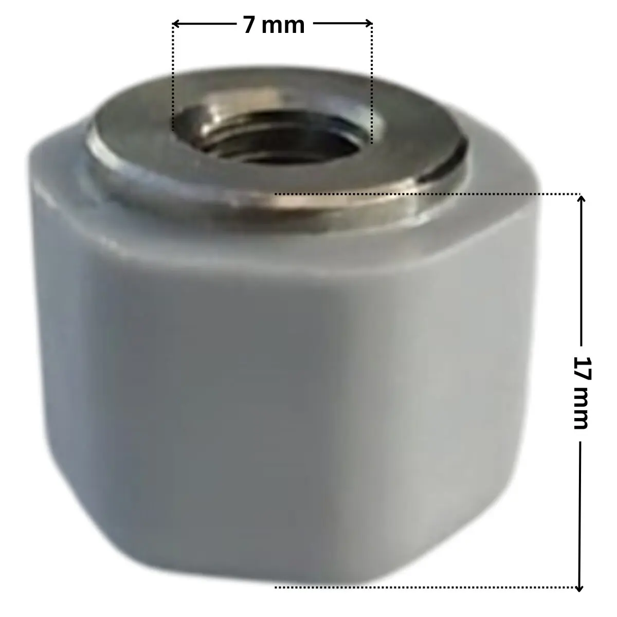 Viti fissaggio girante ricambio per pompa piscina Columbia, Victoria Plus e Victoria Plus Silent Astralpool con quote dimensionali: diametro interno della filettatura 7 mm e altezza totale esterna 17 mm.