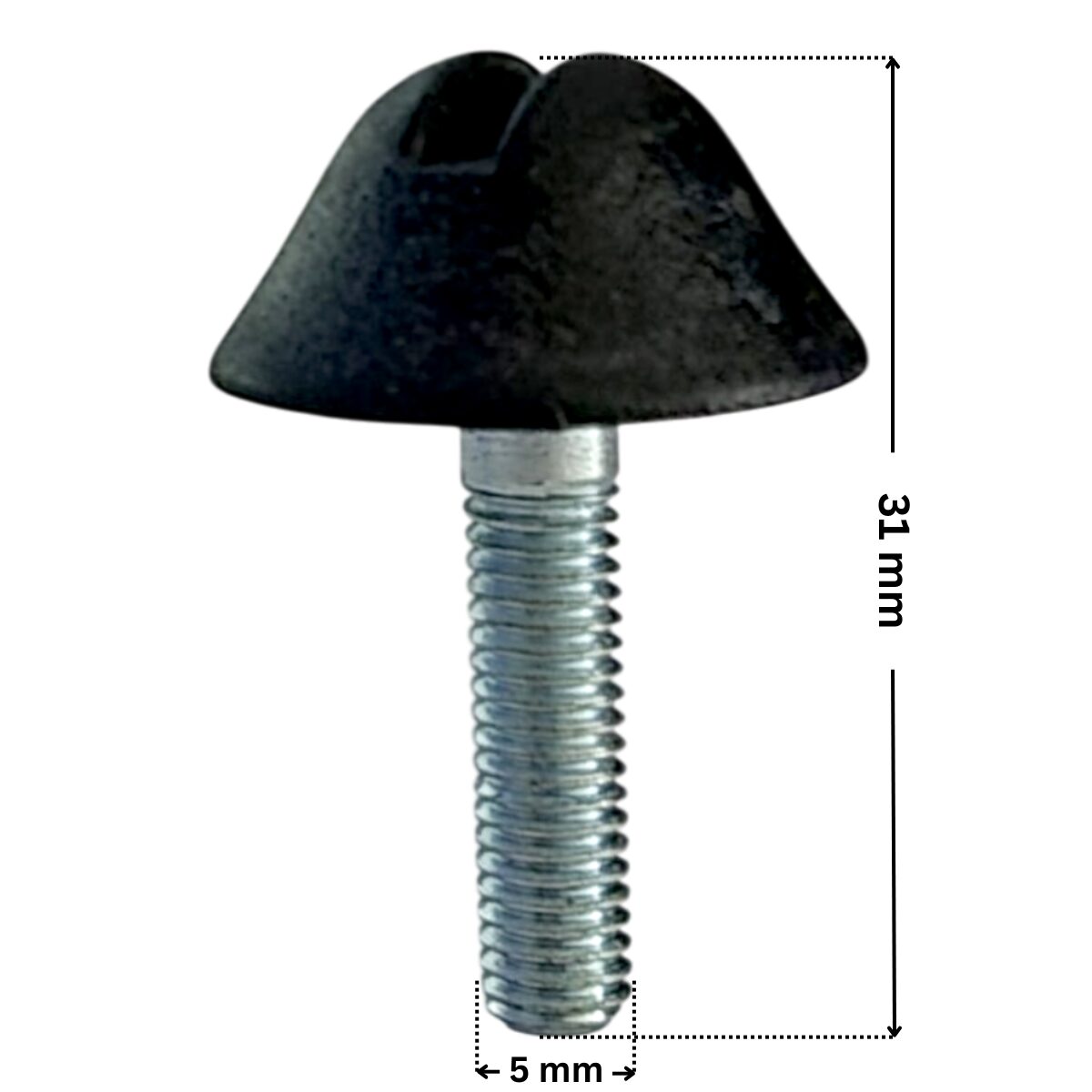 Viti fissaggio girante ricambio per pompe piscina Silen e Silen S Espa con quote dimensionali: diametro esterno della filettatura 5 mm e lunghezza totale esterna 31 mm.